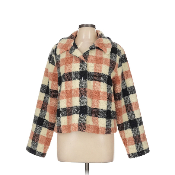 Madewell Jackets & Blazers - Madewell Faux Shearling Plaid Jacket Soft Teddy Check Coat Size Large